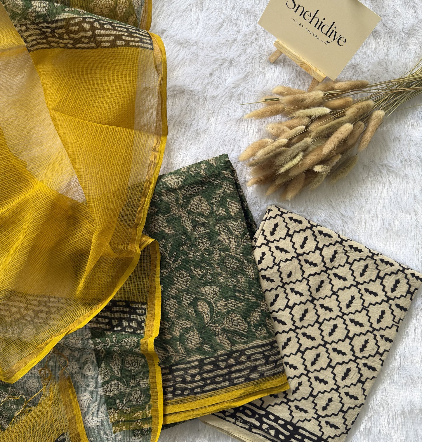 Green, Black & Yellow Kurti Set