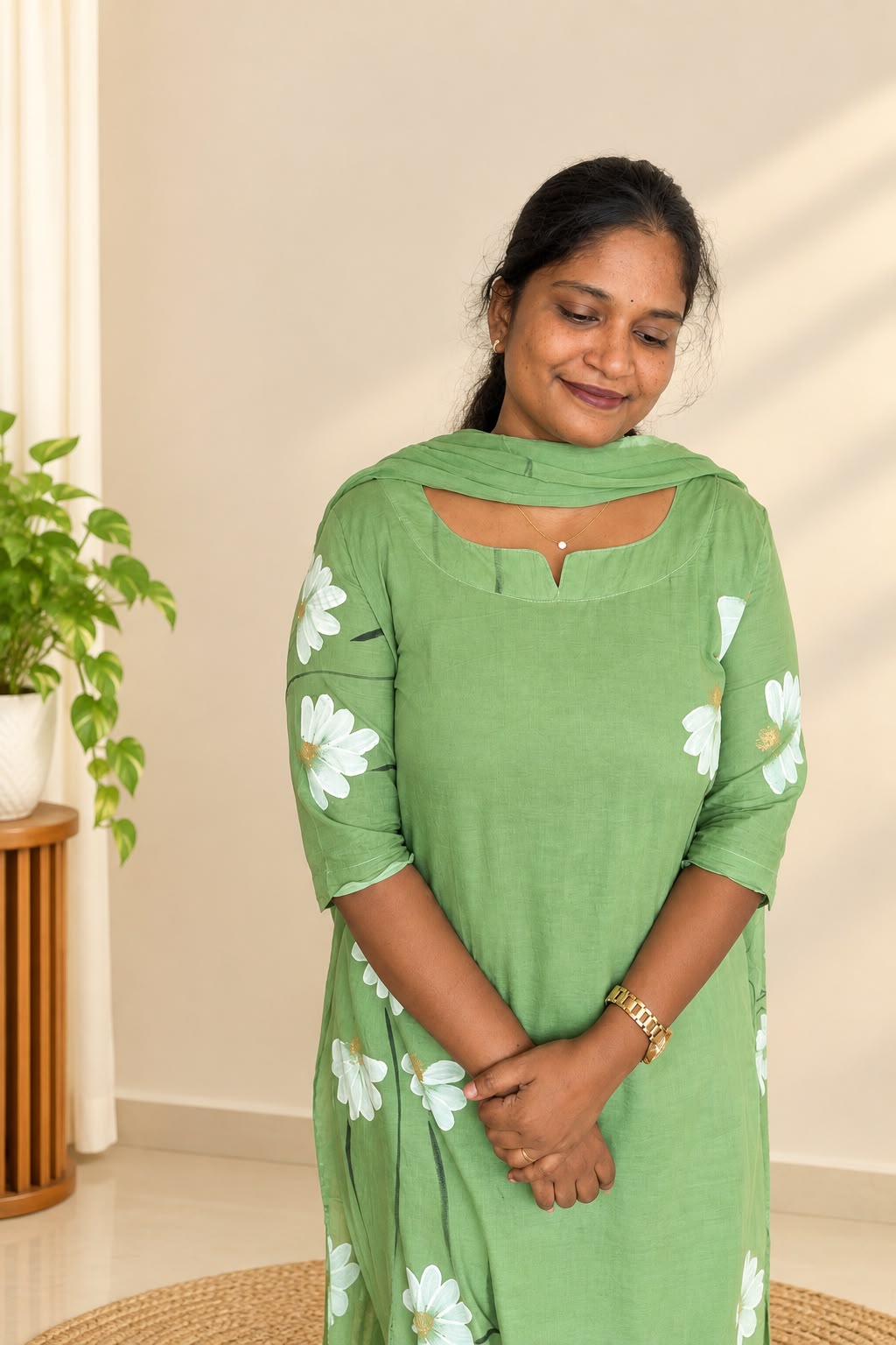 Green Handpainted