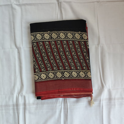 Black & Brown Linen with Broad Border