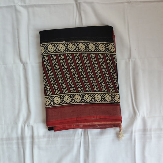 Black & Brown Linen with Broad Border