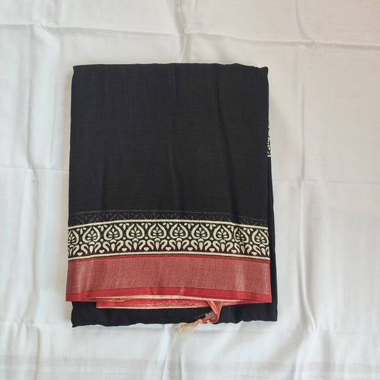 Black & Brown Linen with Thin Border