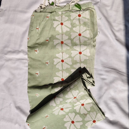 Pastel Green with white floral prints