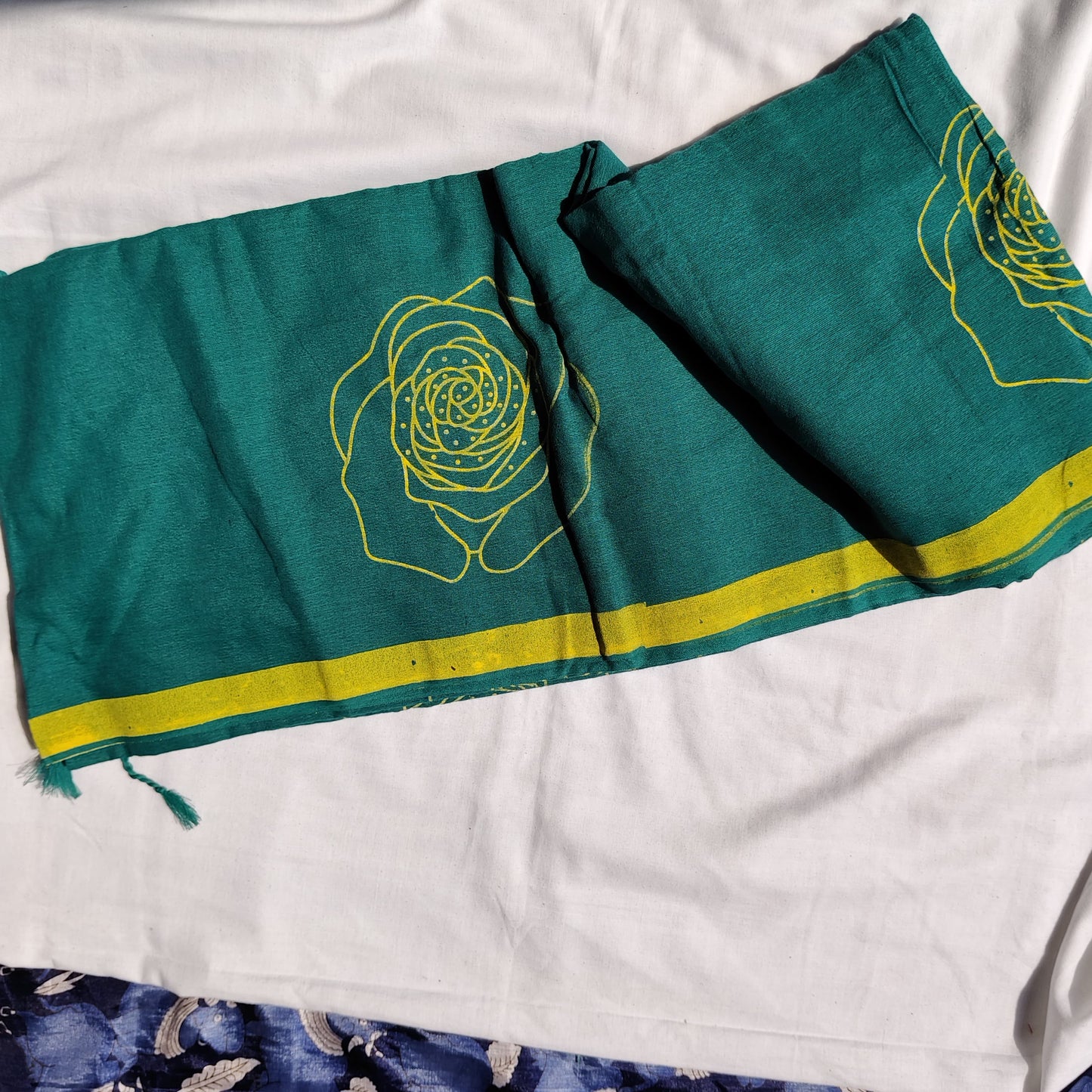 Bottle Green with Rose Prints