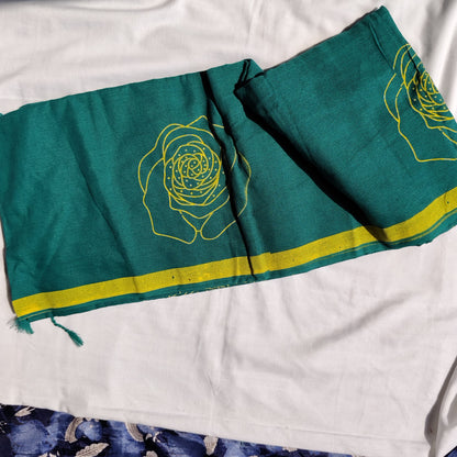 Bottle Green with Rose Prints