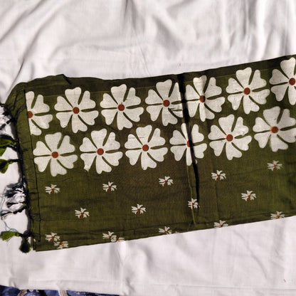 Mehendi Green with white floral prints
