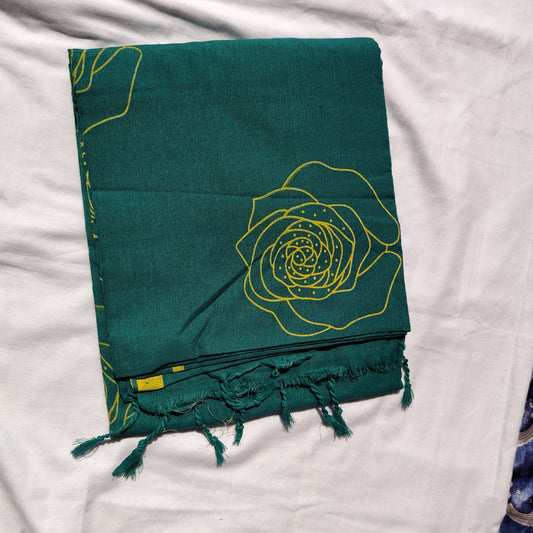 Bottle Green with Rose Prints