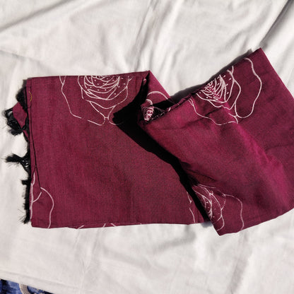 Maroon with Rose Prints