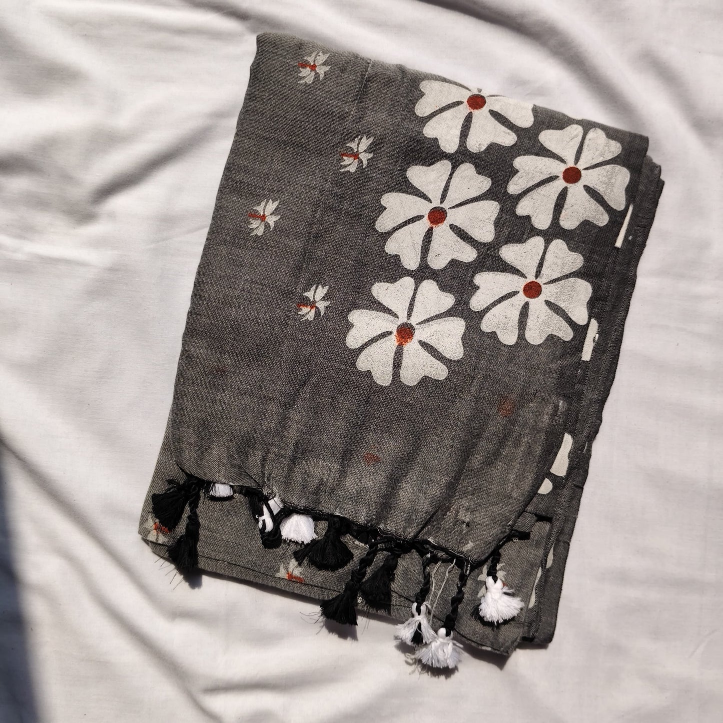 Grey with white floral prints