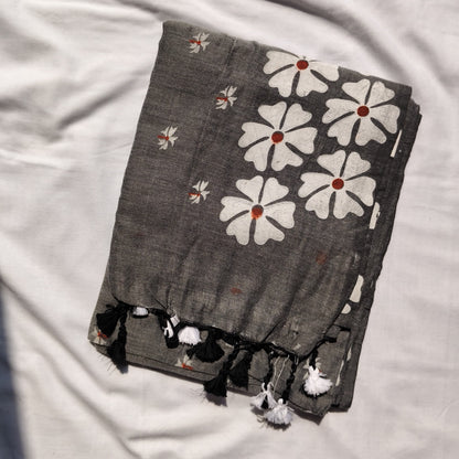 Grey with white floral prints