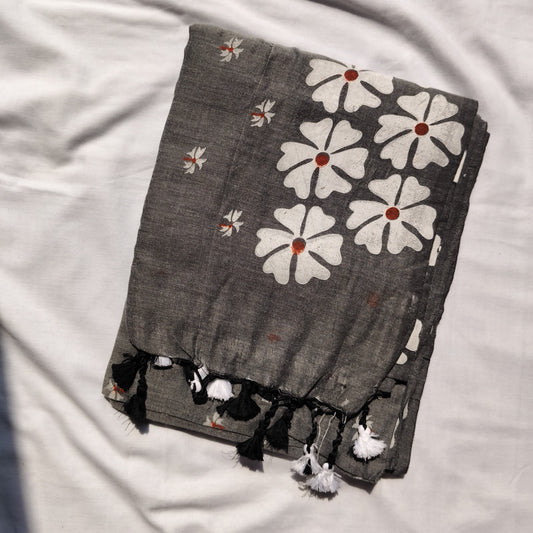 Grey with white floral prints