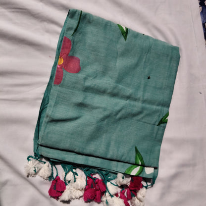 Sea Blue with floral prints