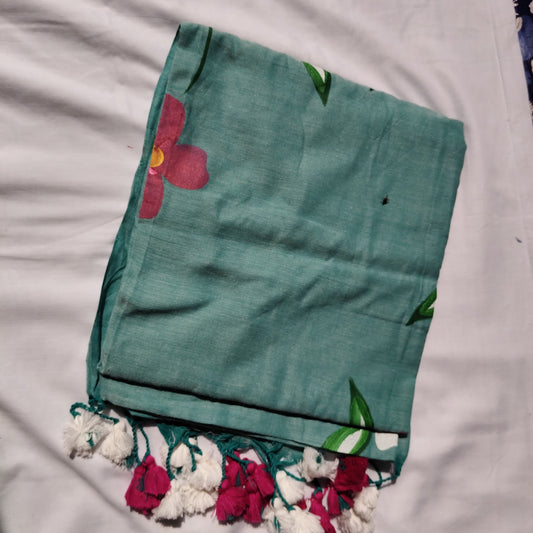 Sea Blue with floral prints