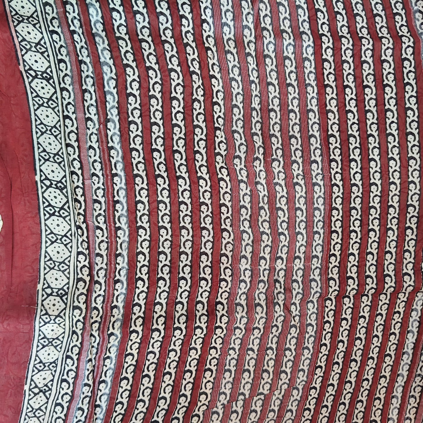 Black & Brown Linen with Broad Border