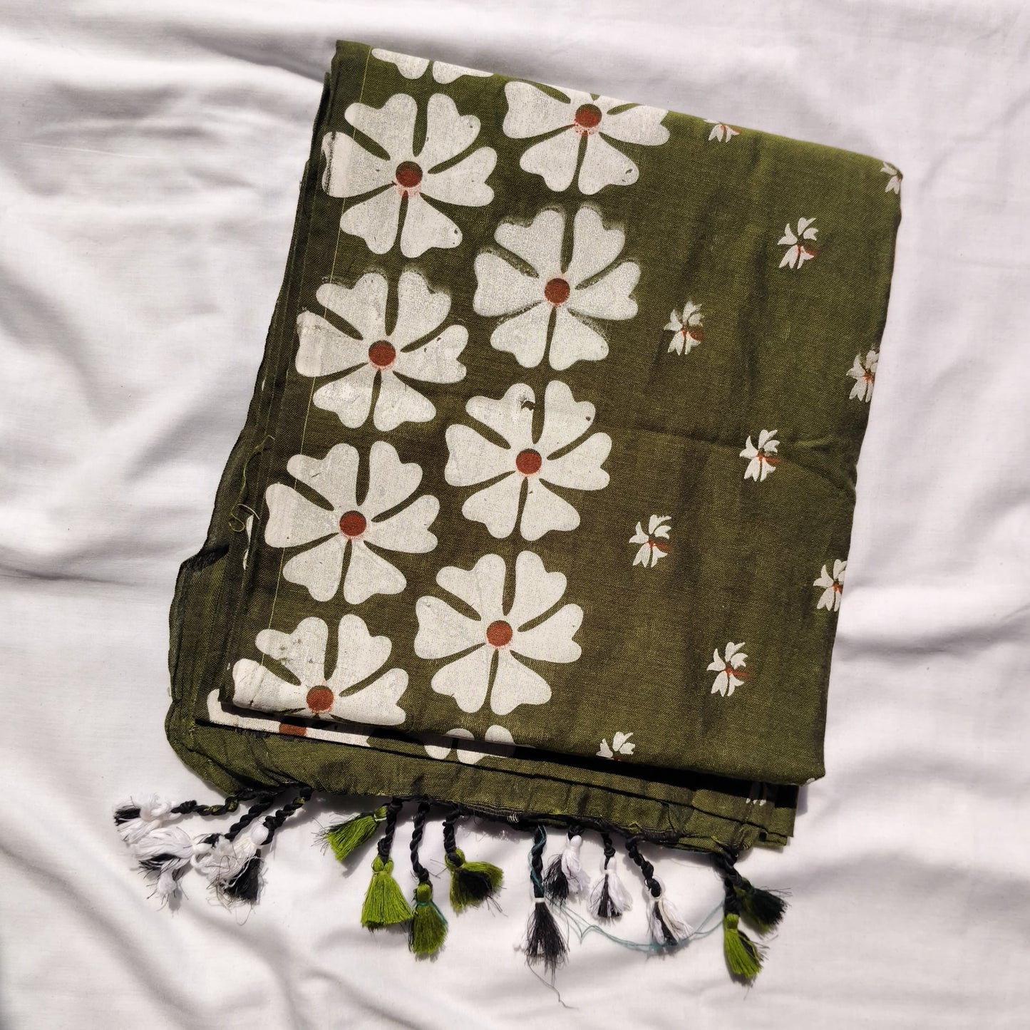 Mehendi Green with white floral prints