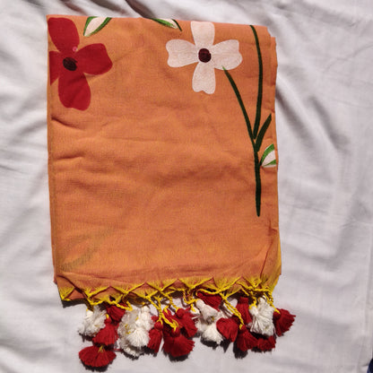 Pastel Orange with floral prints