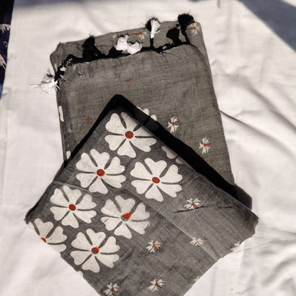 Grey with white floral prints