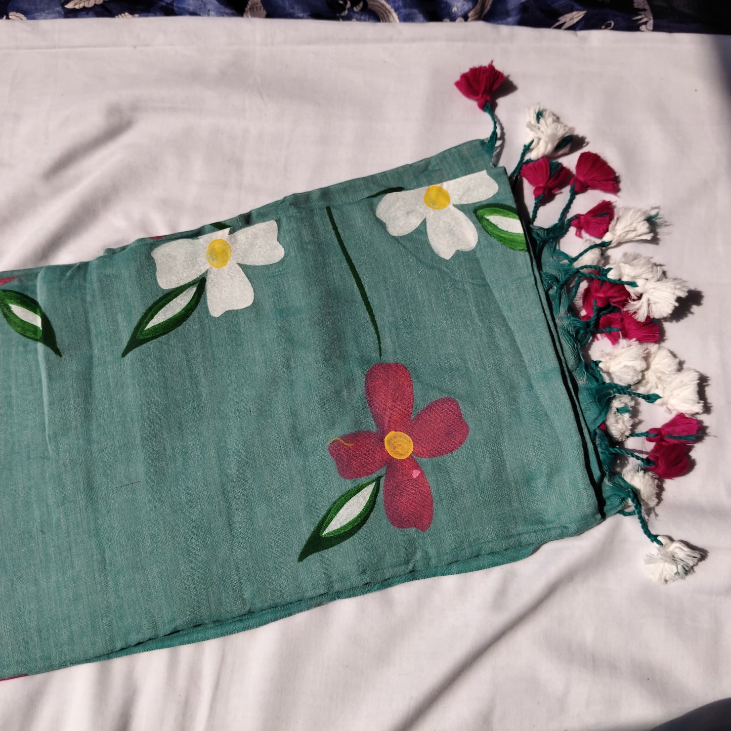 Sea Blue with floral prints