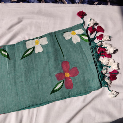 Sea Blue with floral prints