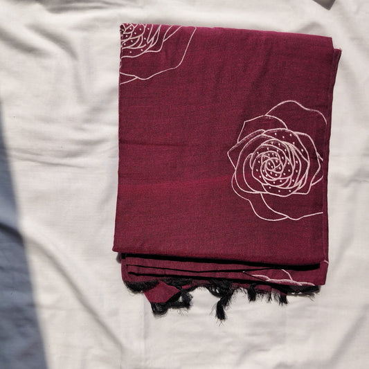 Maroon with Rose Prints