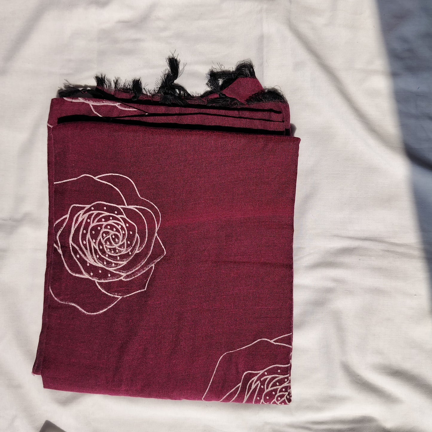 Maroon with Rose Prints