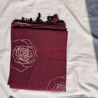 Maroon with Rose Prints