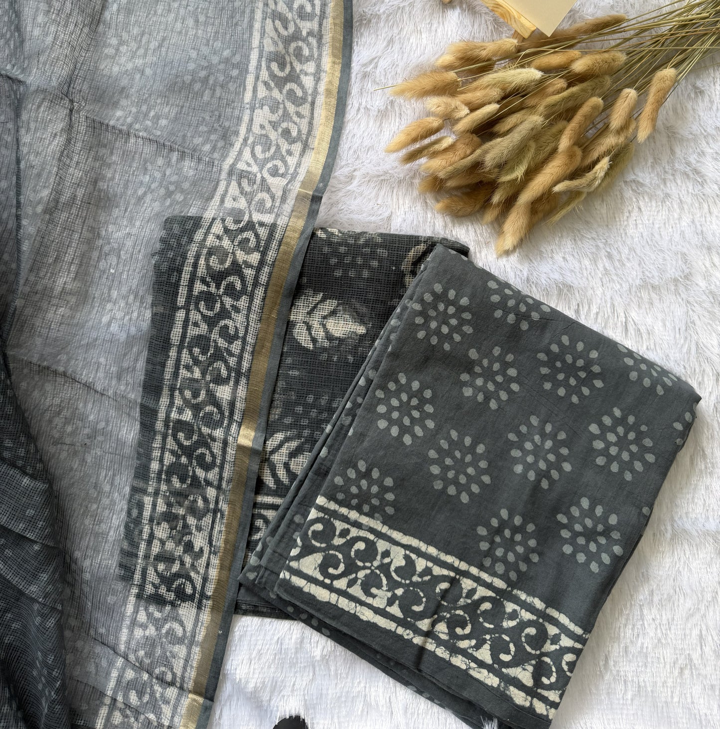 Grey & White Kurti Set