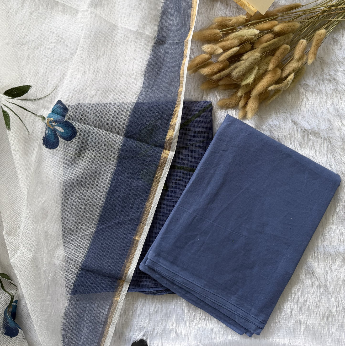 Blue & White Kurti Set