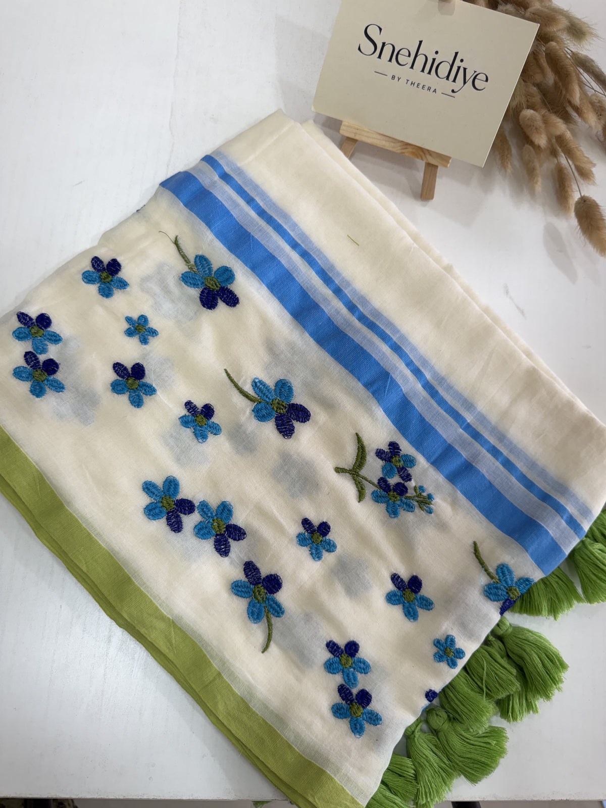 White floral embroidery
