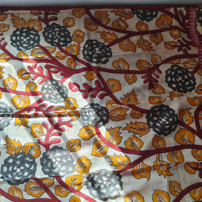 Red Mangalagiri Silk with Kalamkari Border