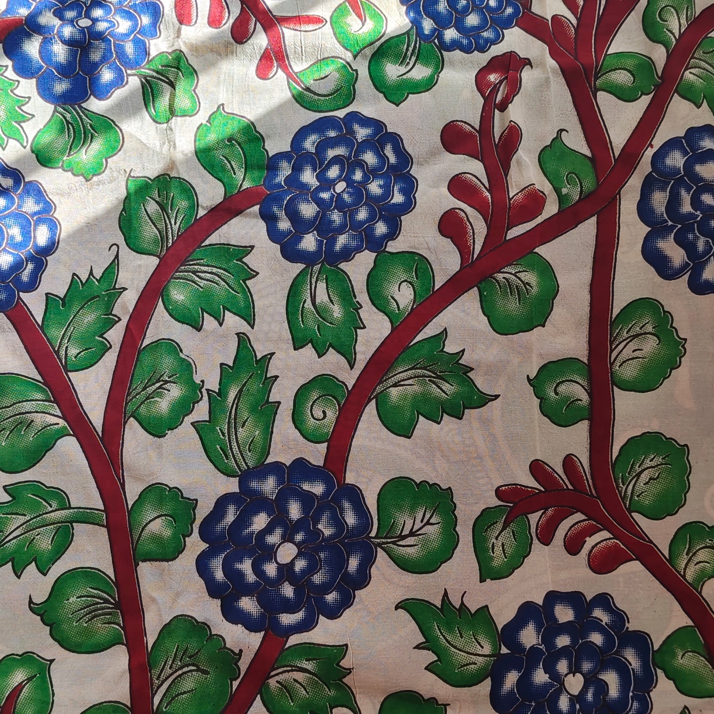 Green Mangalagiri Silk with Kalamkari Border