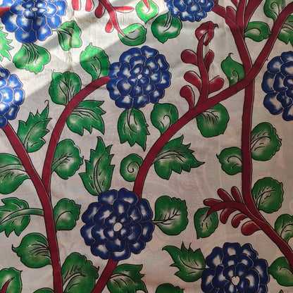 Green Mangalagiri Silk with Kalamkari Border