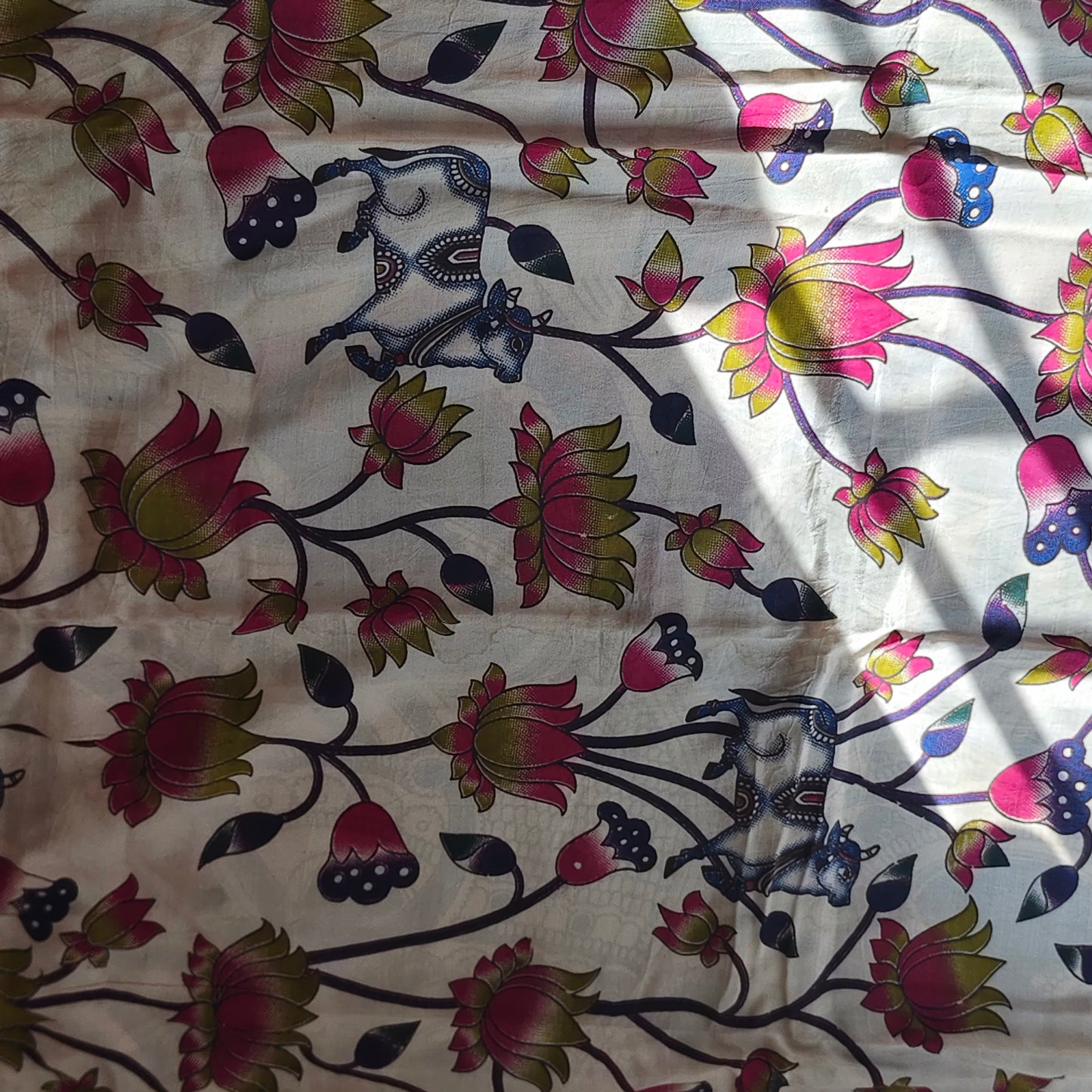 Wine Mangalagiri Silk with Kalamkari Border